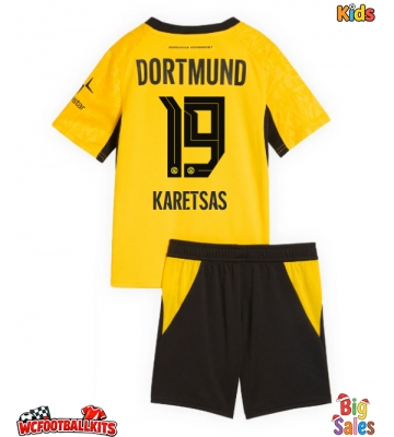 Borussia Dortmund Konstantinos Karetsas #19 Replica Home Stadium Kit for Kids 2026-27 Short Sleeve (+ pants)